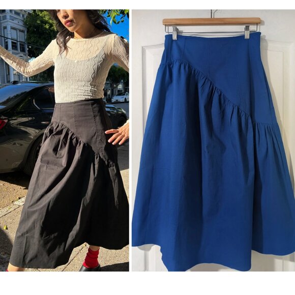 Lisa Says Gah Dresses & Skirts - Lisa Says Gah | Maeve Midi Skirt in Blue Twill